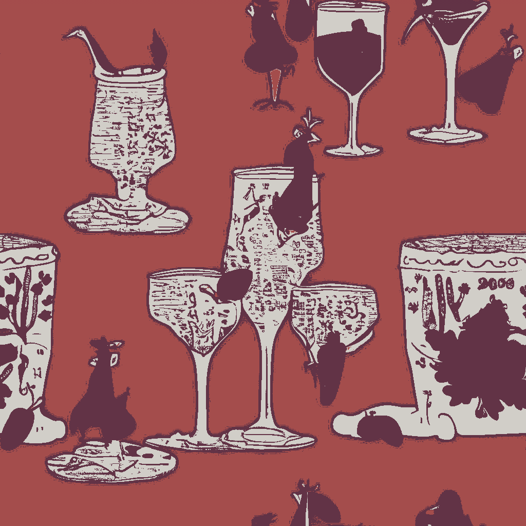 Chickens Saunter in Claret