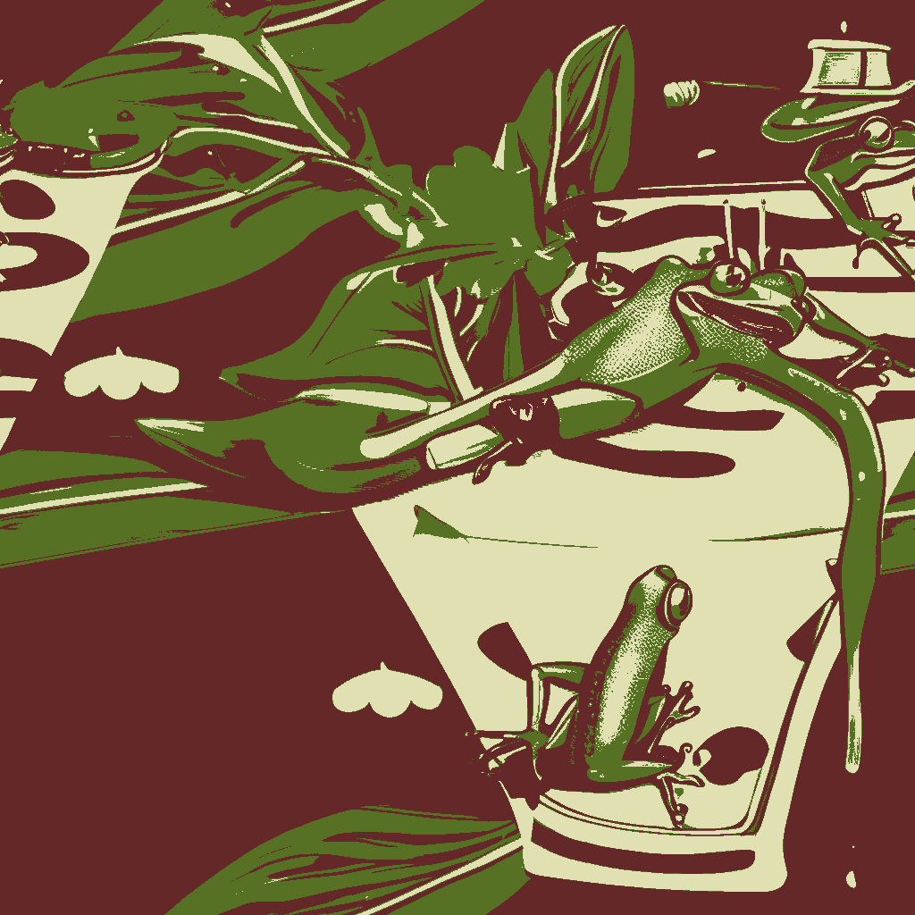 Frogs Carouse in Oxblood