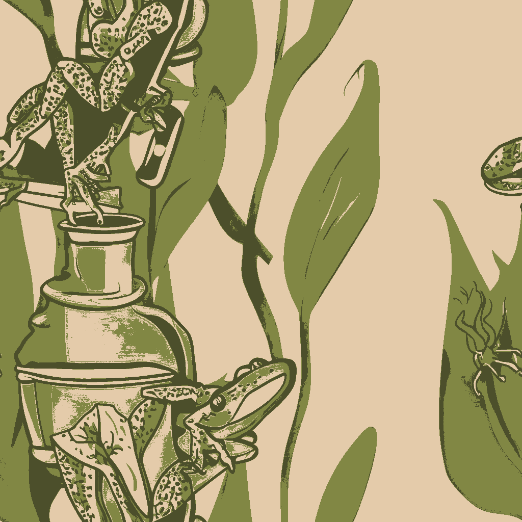 Frogs Carouse in Apricot