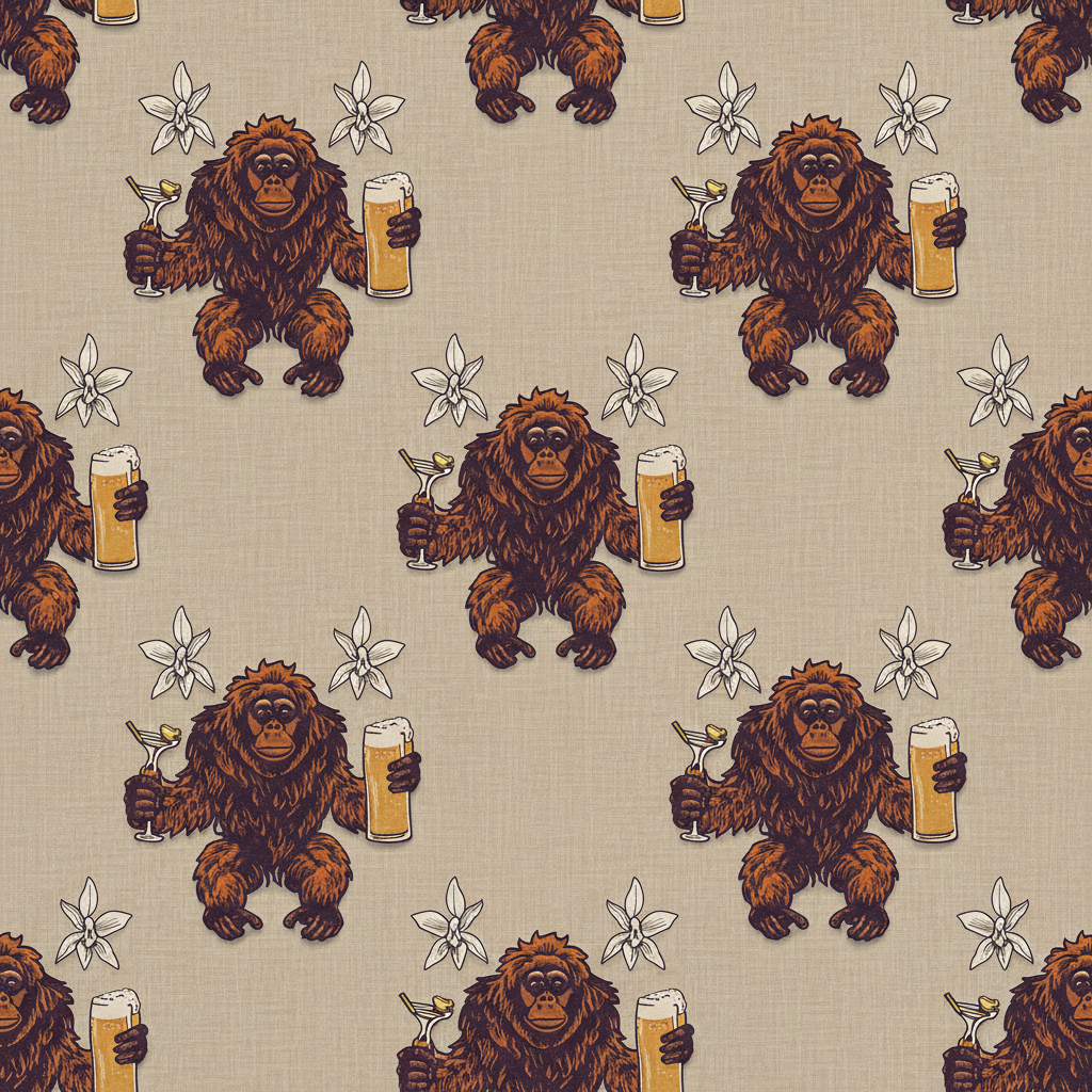 Orangutans Tipple in Chamois