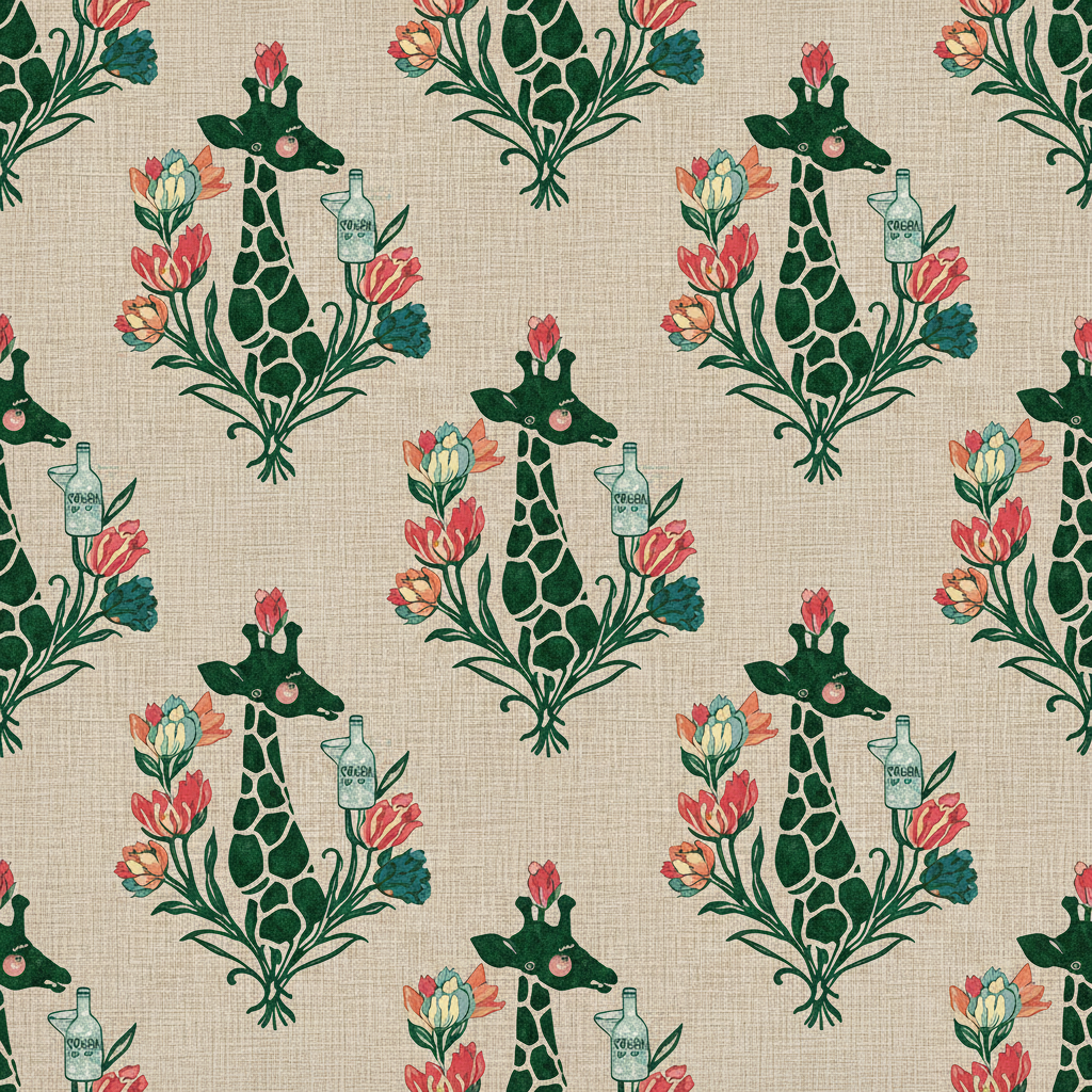 Giraffes Tipple in Chamois