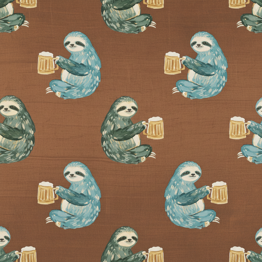 Sloths Saunter in Oxblood
