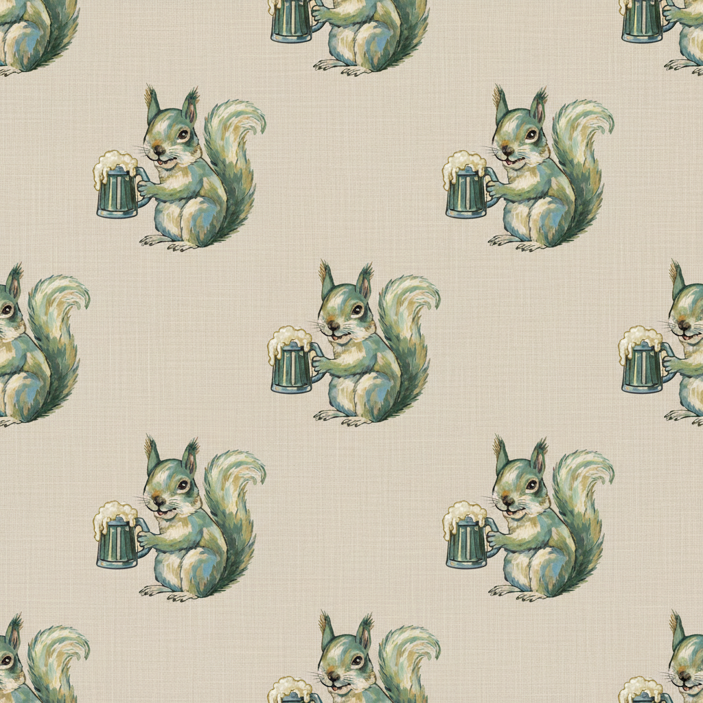 Squirrels Toast in Bottle Green