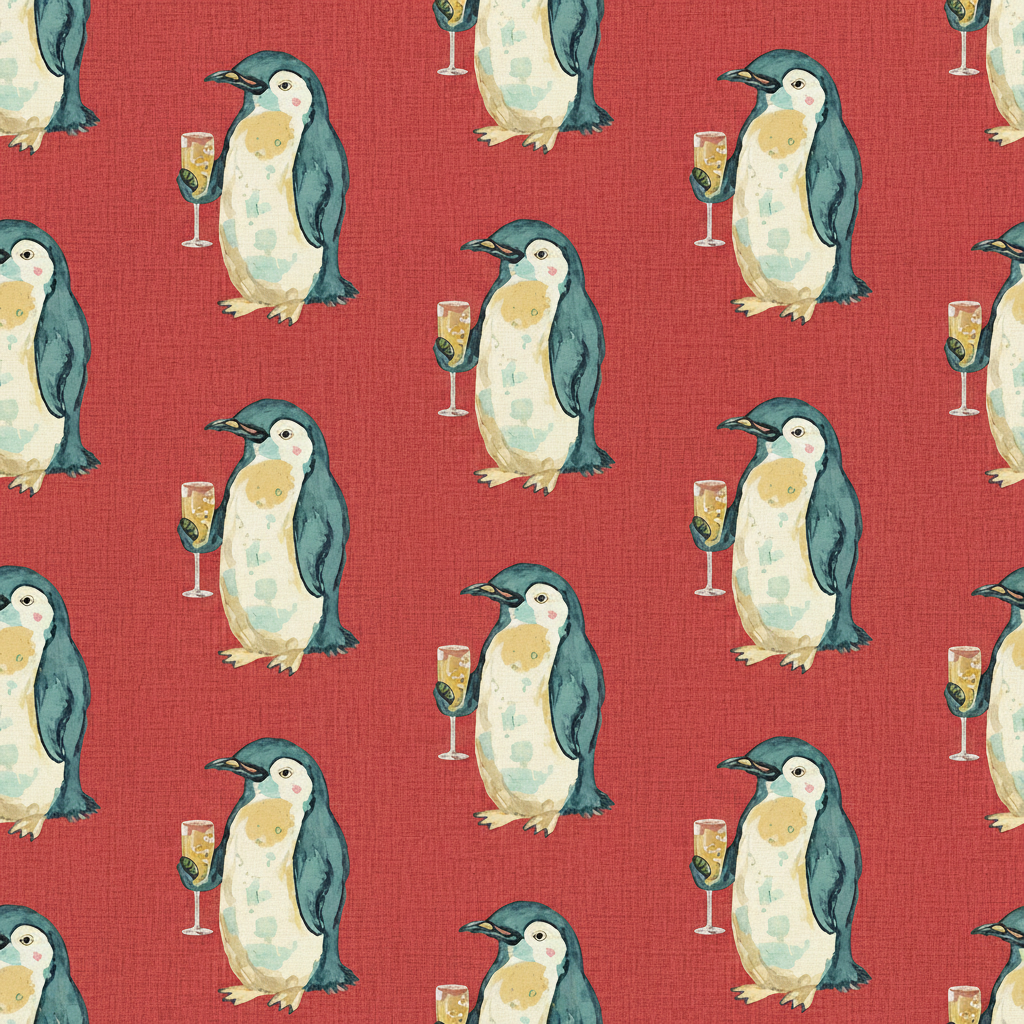 Penguins Saunter in Oxblood