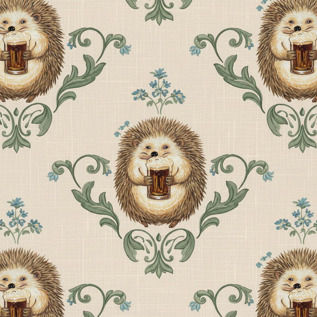 Hedgehogs Carouse in Bottle Green