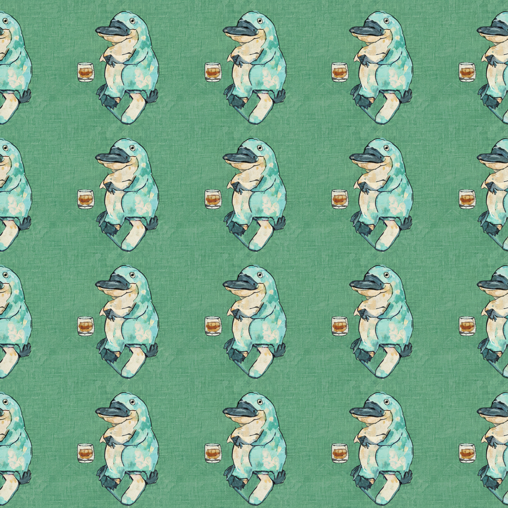 Platypuses Bacchanal in Eau de Nil