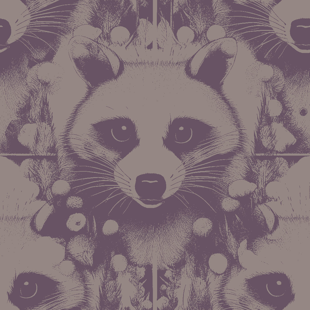 Raccoons Drift in Amethyst